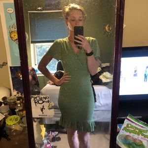 Green polka dot dress